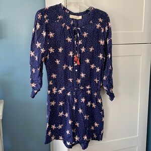 New without tags Beach Gold romper size m medium navy blue floral anthropologie